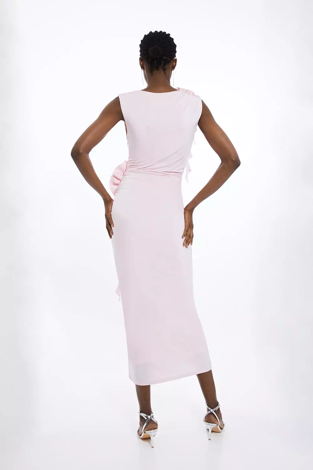 ◆KAREN MILLEN◆ リボンディテール ロゼット織り ドレス / pink bkk18088_baby pink_xl?$
